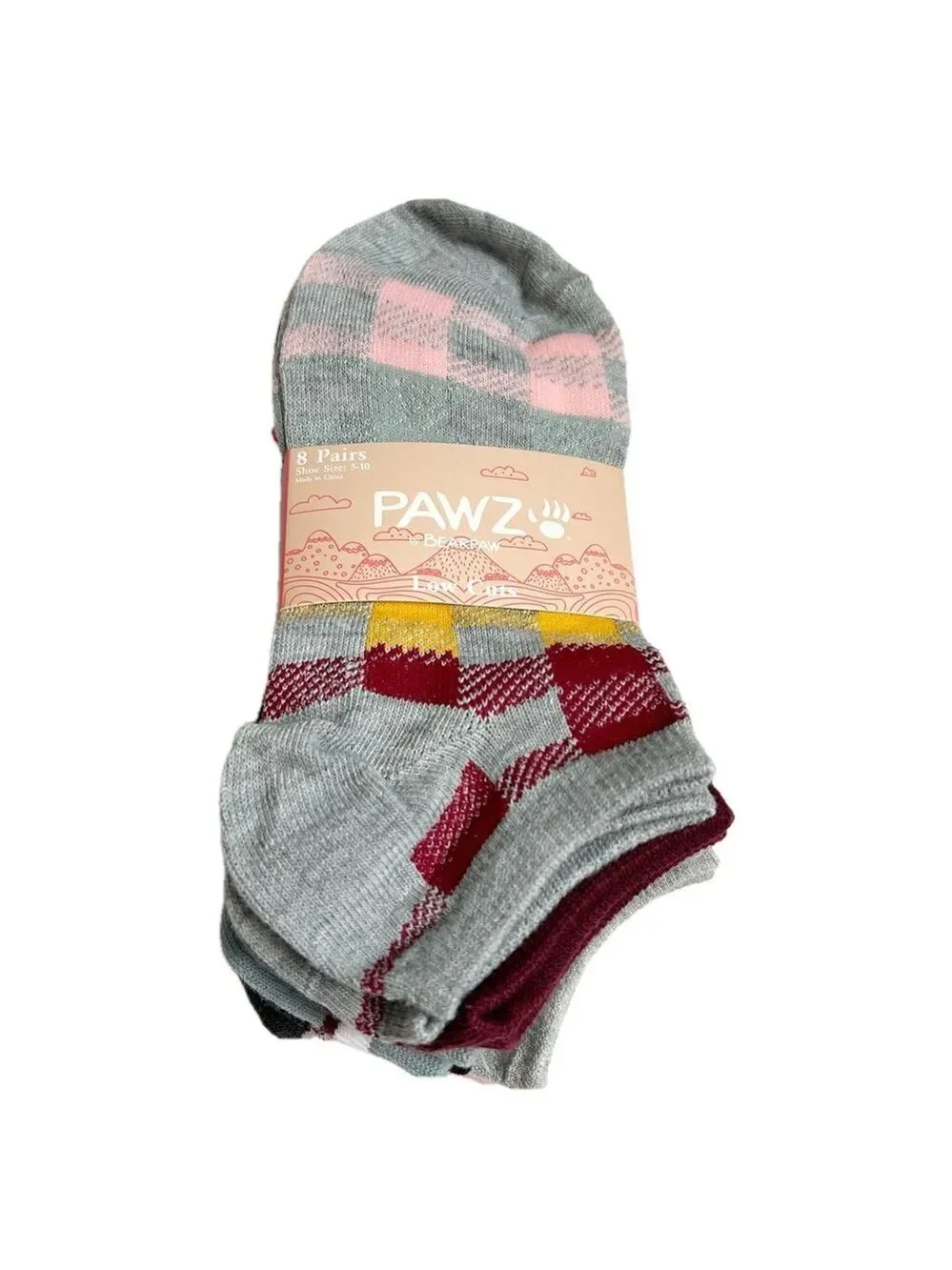 Pawz by Bearpaw Low-cut Ankle Socks Stripes 8 Pairs Size 5 to 10